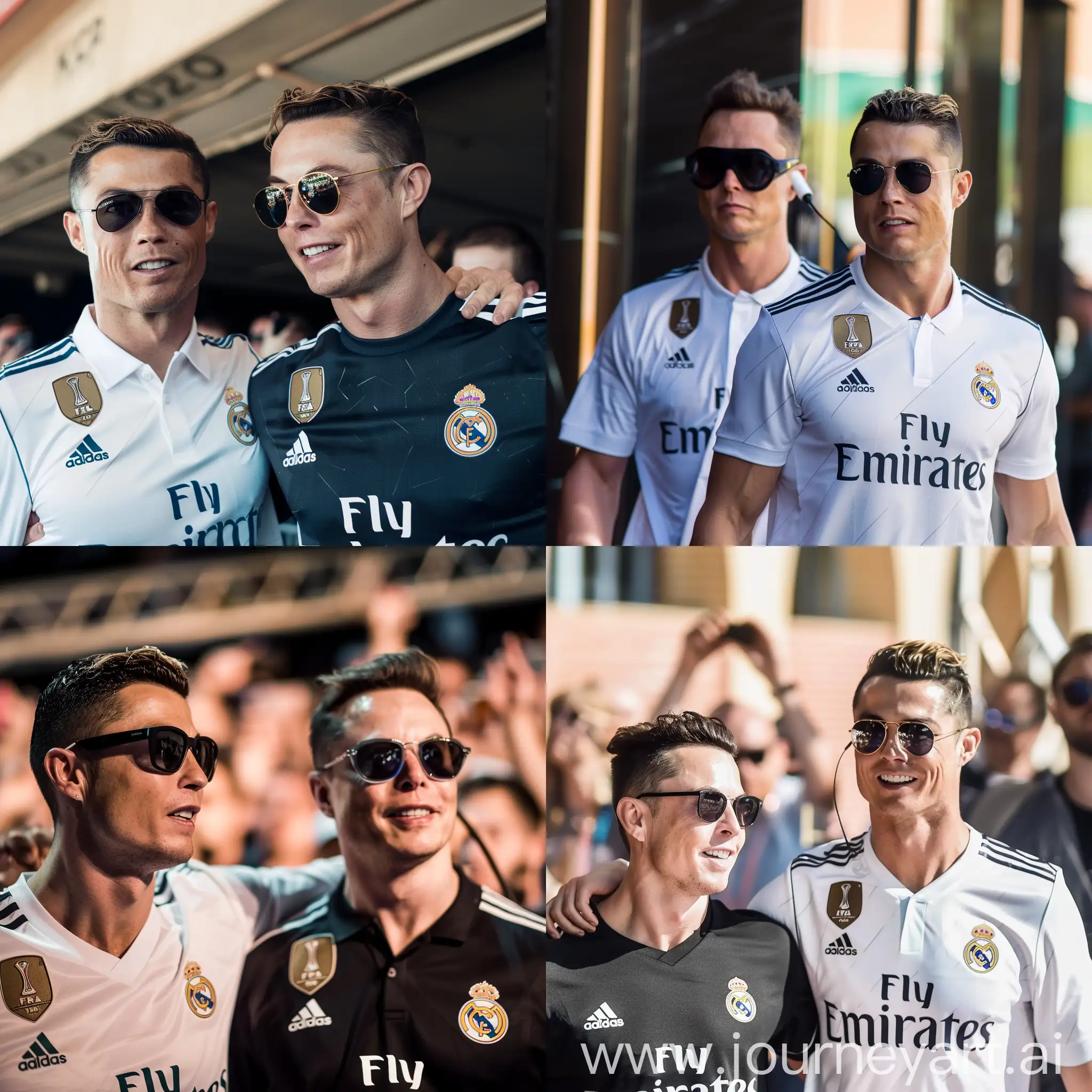 Cristiano Ronaldo And Elon Musk Entering Stadium In Style JourneyArt