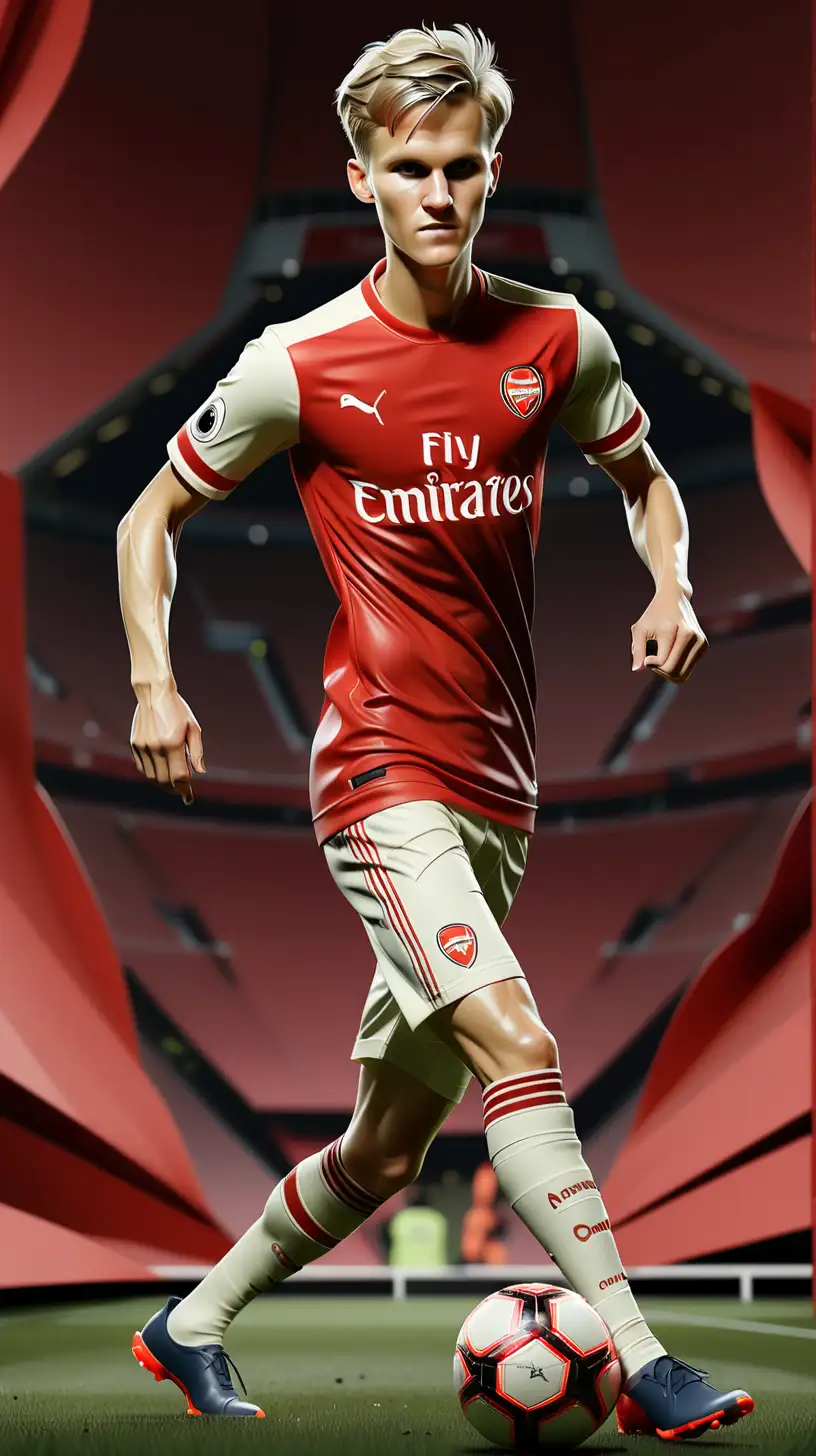 Martin Degaard Arsenal Jersey Dribbling Art MUSE AI