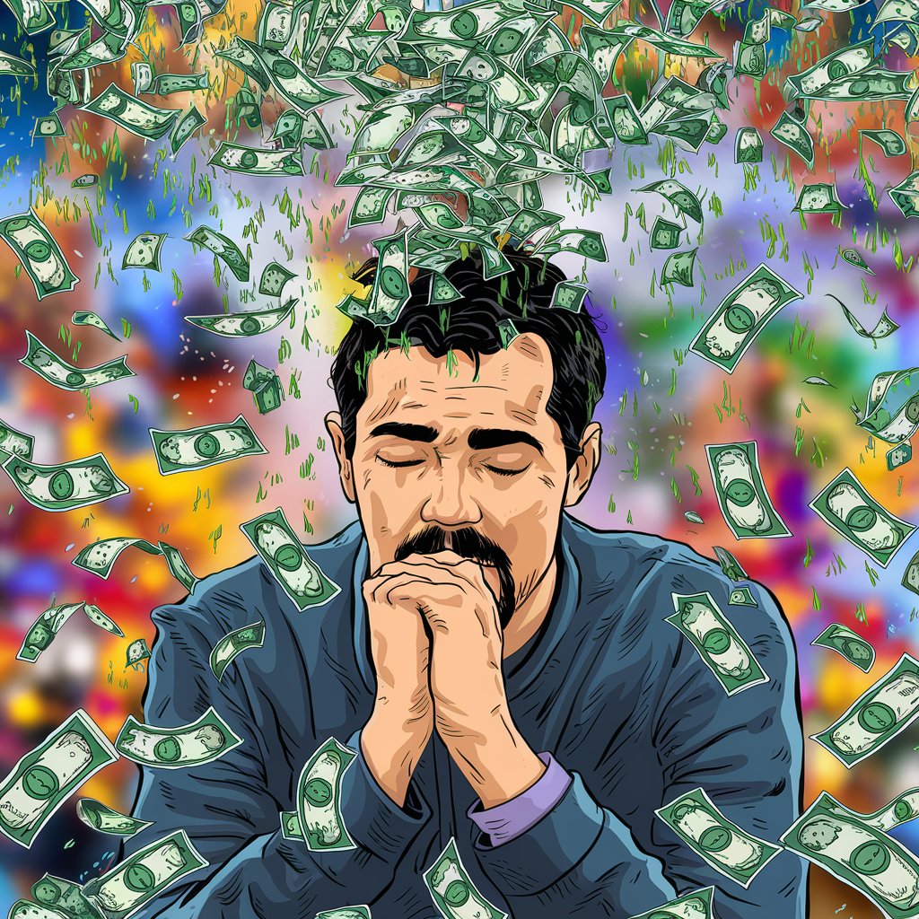 A man imagining money