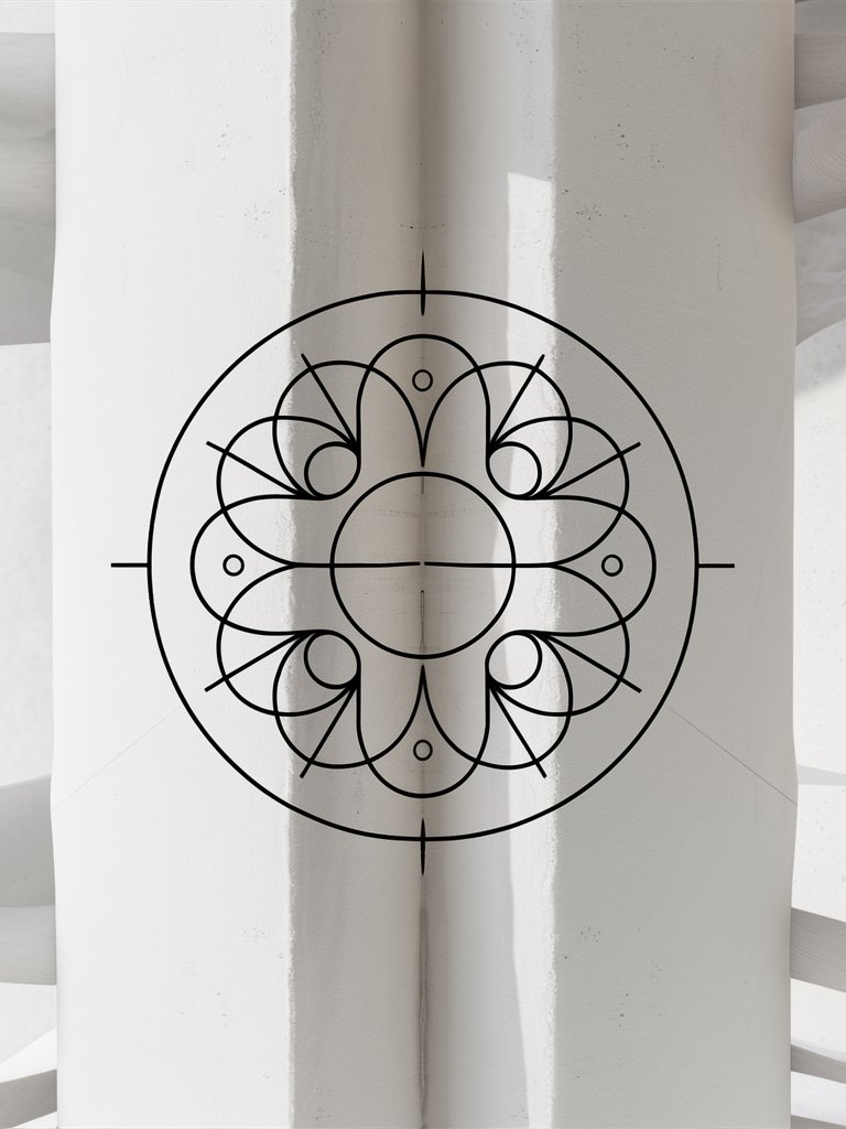 Minimalist Mandala Drawing on White Background Simple 2D Coloring Page