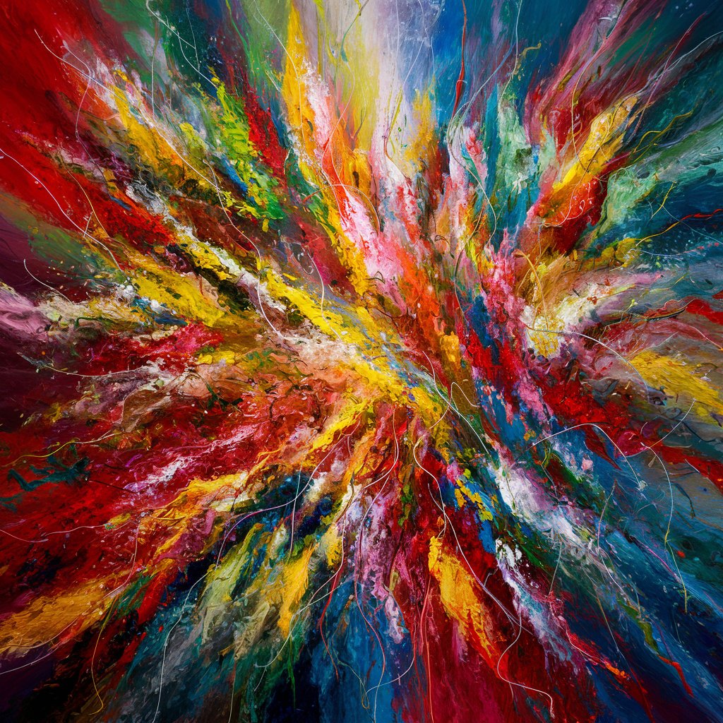 Vibrant Abstract Art Dynamic Brushstrokes in a Colorful Painting