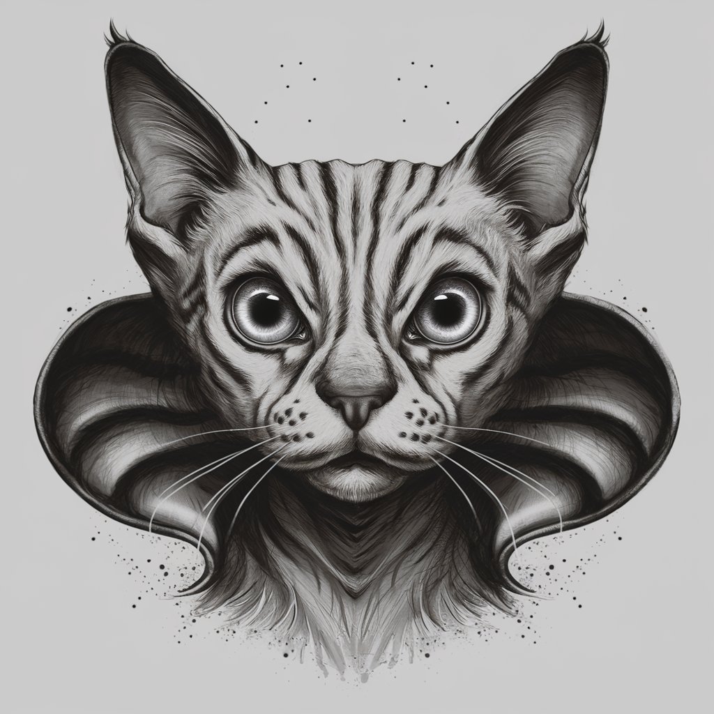 a close up of a cat with big eyes and a big nose, cat head, with symmetrical head and eyes, demon cat, cat from the void, sphinx cat, cat design, aesthetic siamese cat, a portrait of @hypnos_onc, anthropomorphic cat, illustration of a cat, cat detailed, with pointy ears