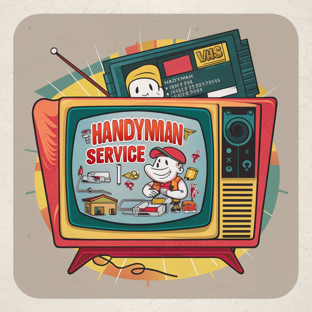 Cartoon TV with VHS Tape Illustration for Handyman Services