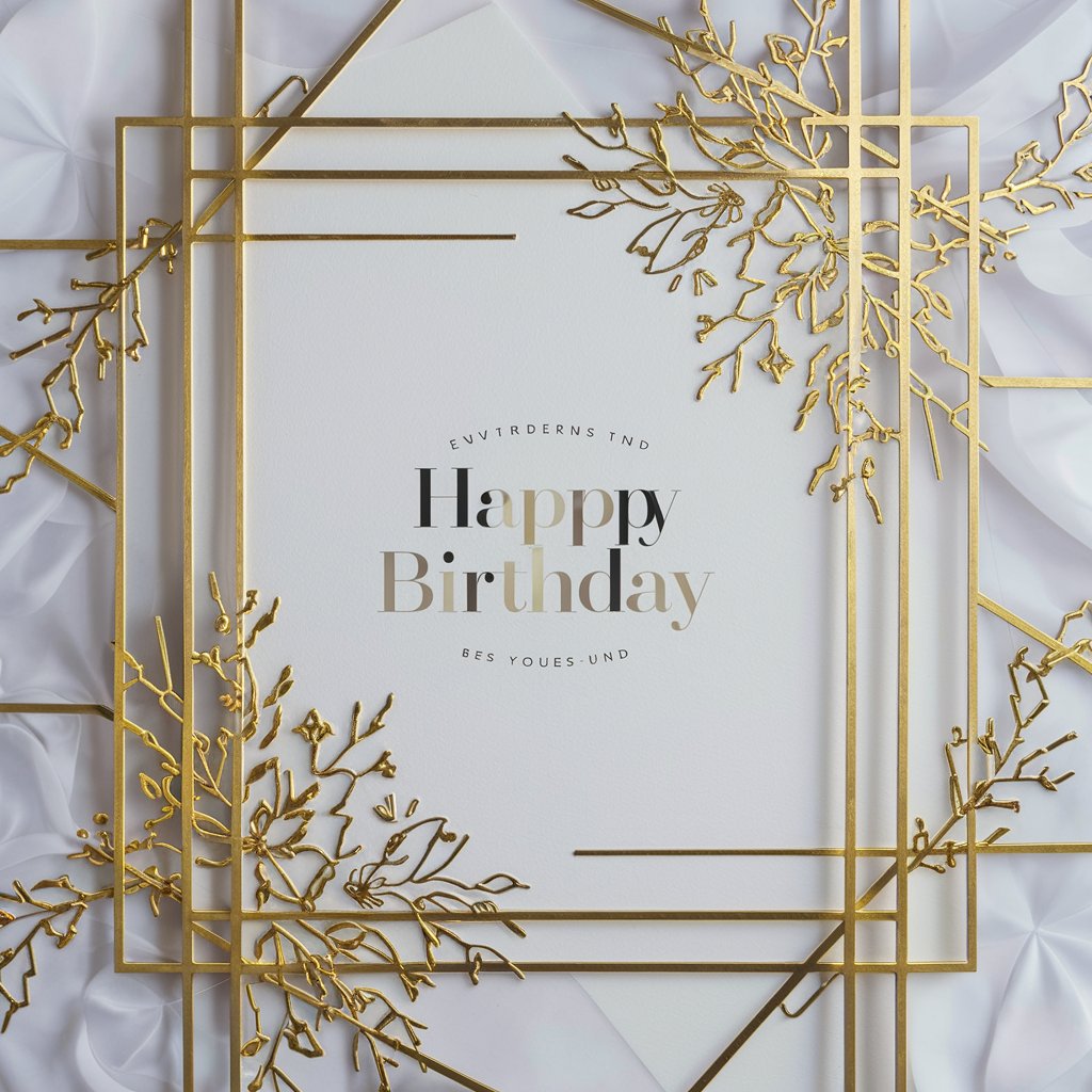 Generate a simple yet classy background for a birthday invitation card. The design should primarily be white with touches of gold to add elegance and sophistication. Consider incorporating subtle gold accents such as borders, geometric shapes, or floral patterns to complement the white background. Ensure that the gold elements are tastefully integrated into the design to maintain a refined aesthetic. The background should provide a luxurious backdrop for text and other elements of the invitation, creating a sense of celebration and grandeur.