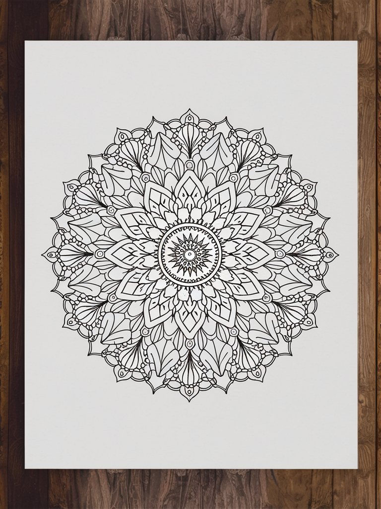 Simple Mandala Drawing Easy Coloring Page on White Background