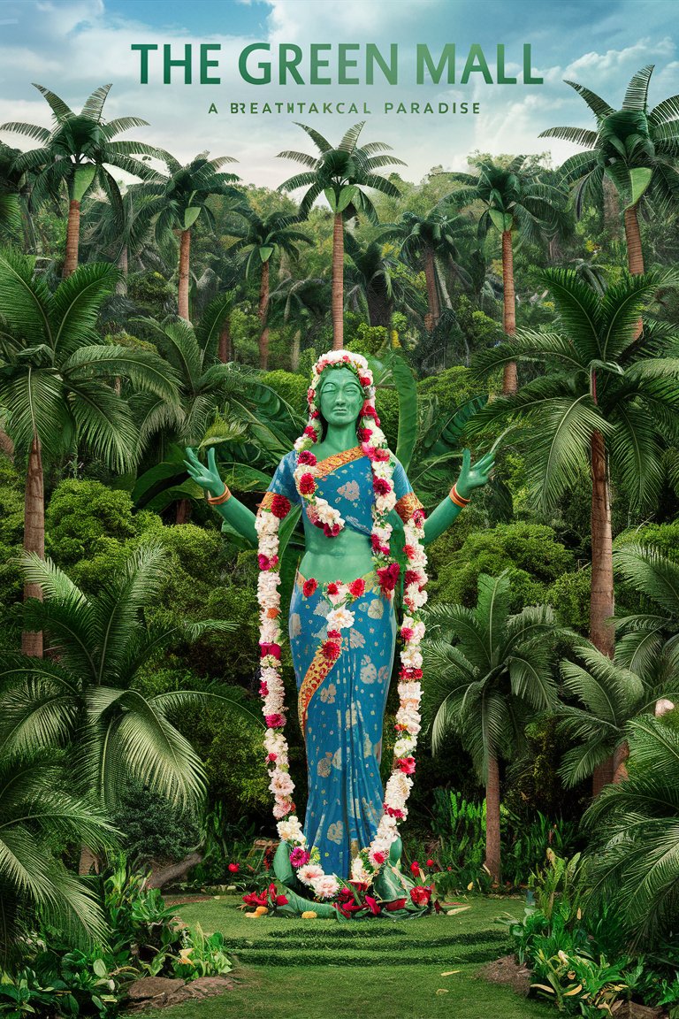 Green Mall, a green wonderland where many species of Palm trees are planted and amidst a statue of Mother Nature Wearing a floral Sari and garland of flowers