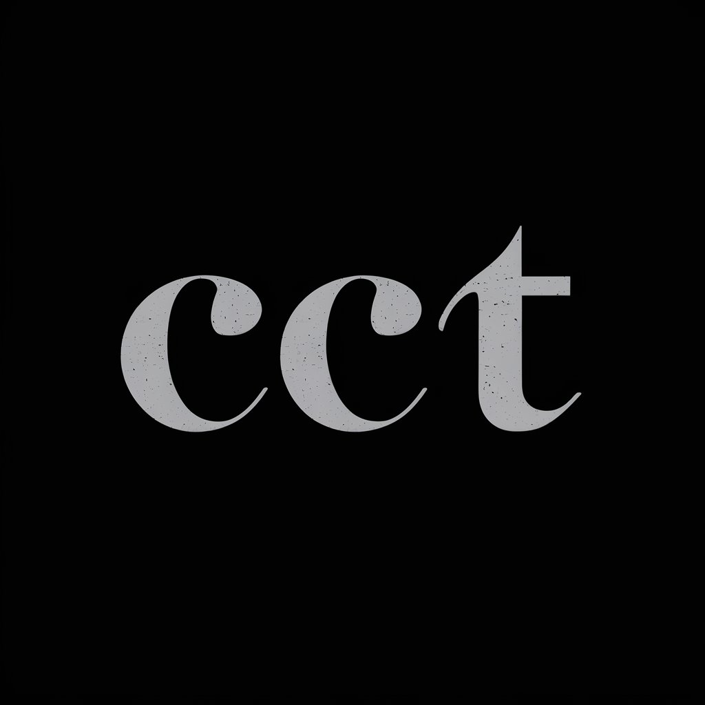 Minimalistic CCT logotype in an interesting and unique font on an all-black background The font should not be too prominent but still unique and beautiful. 