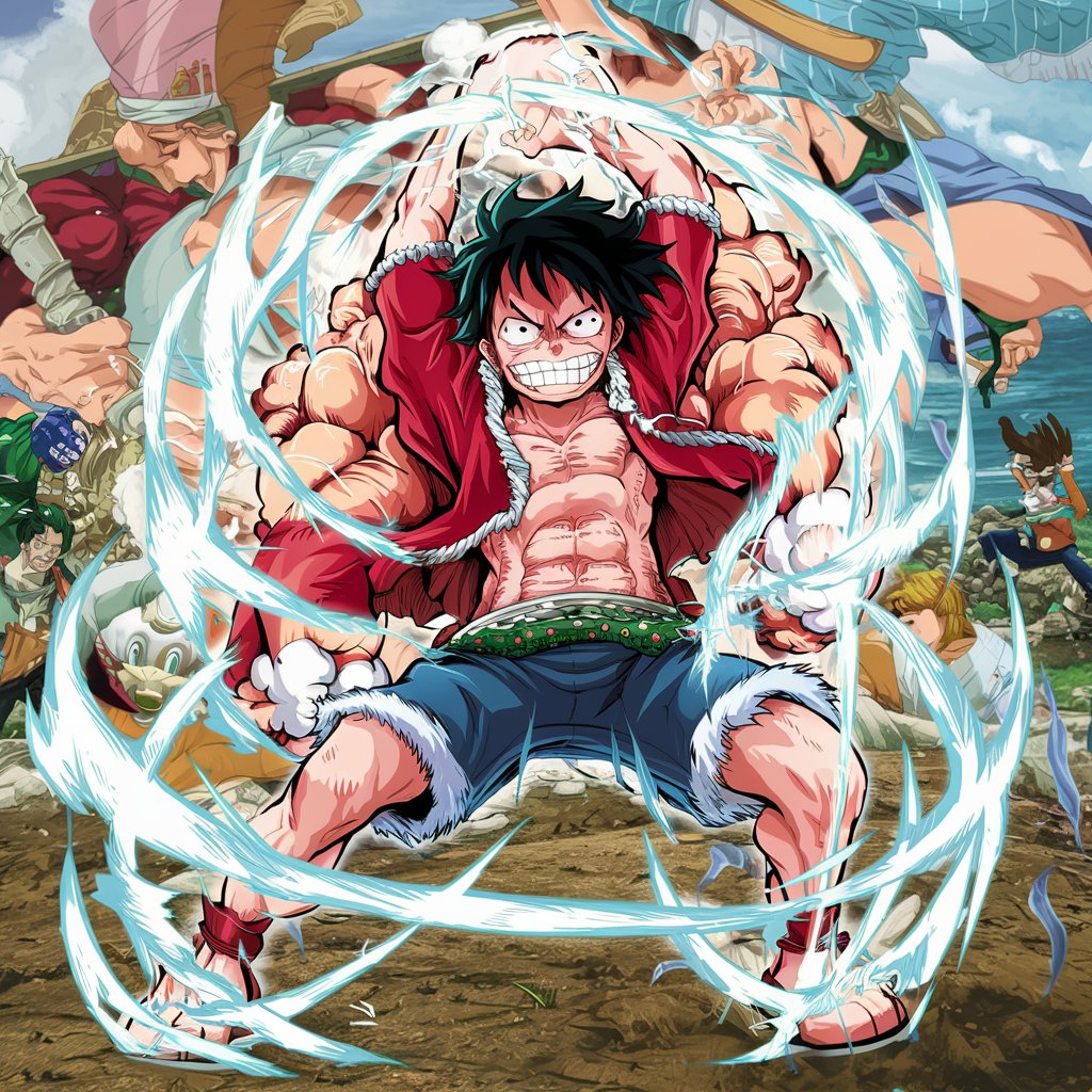 Luffy gearr 5, sorounded by white aura