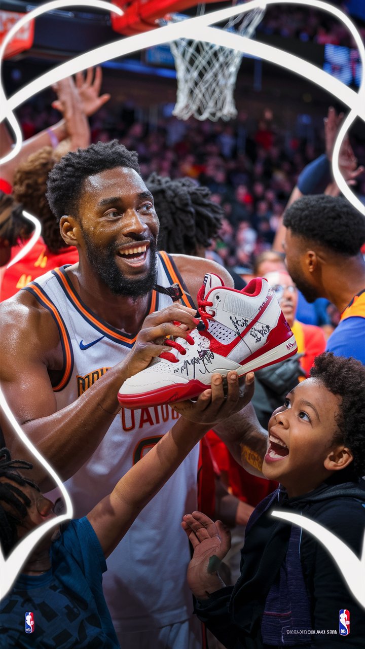 Nba player giving Shoes to his fan 