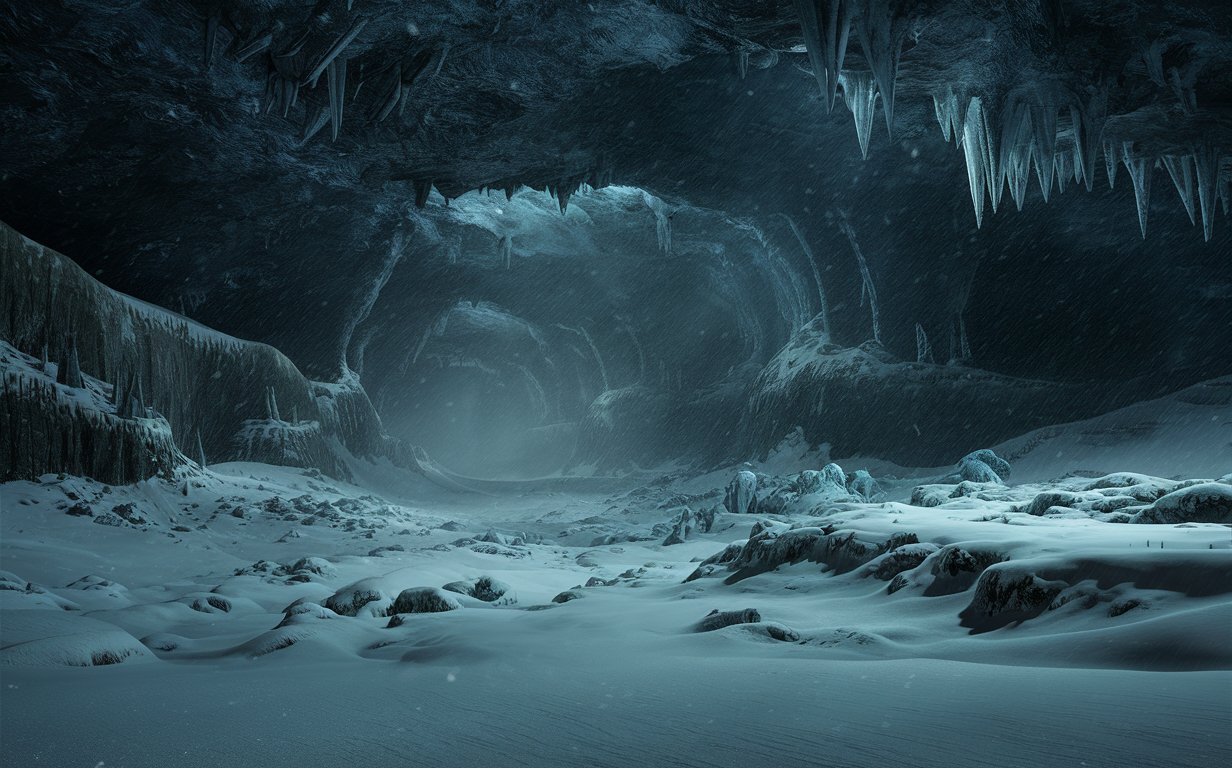 Vast Underground Snowscape Subterranean Blizzard