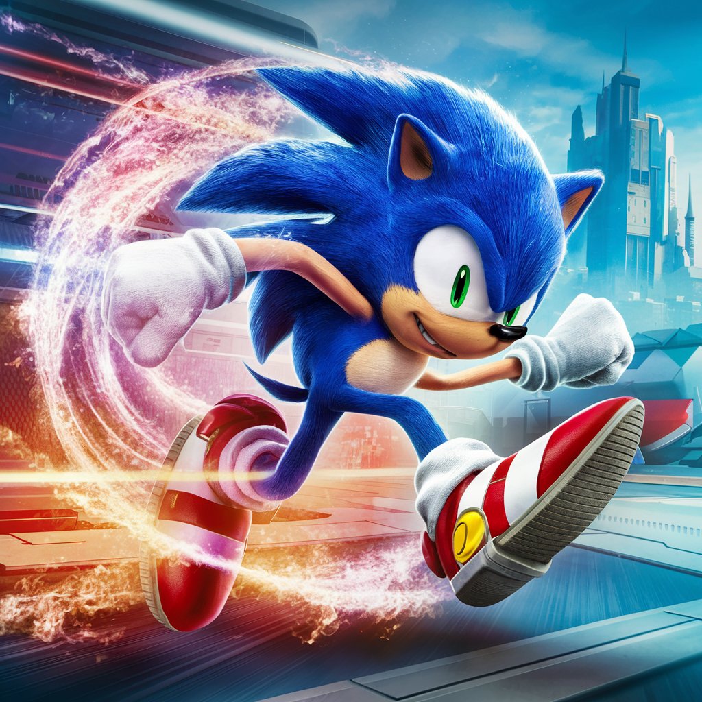 Sonic the Hedgehog Racing Through Neon City