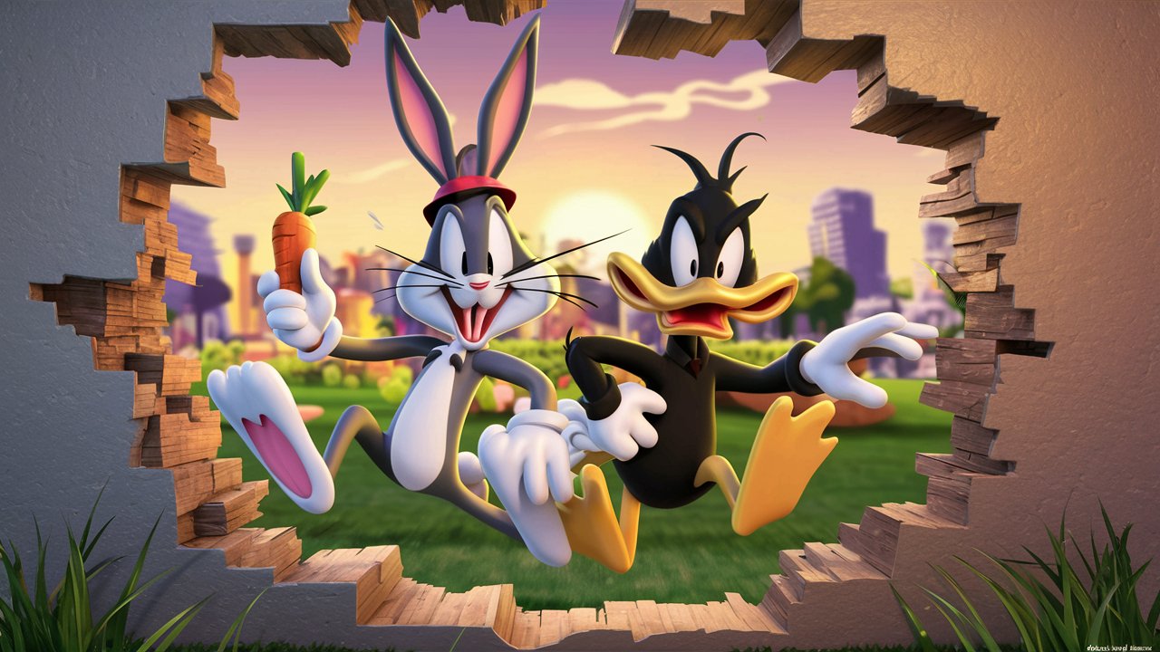 looney tunes 3d effect in the breaked wall
