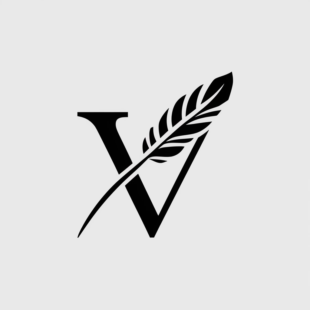 Минималистичный логотип с буквой V, половина буквы в виде пера