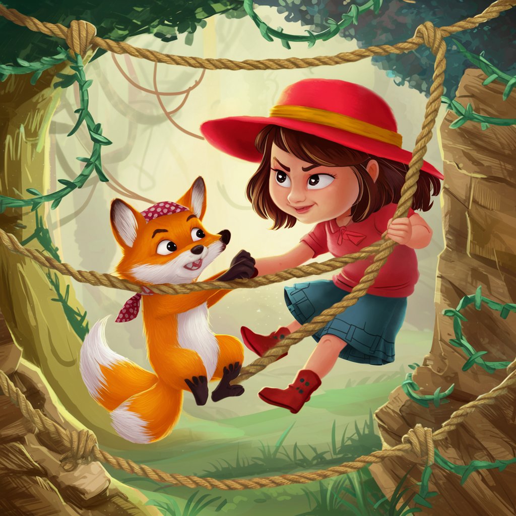 the little girl and Fox tackling each trial with determination and teamwork: 