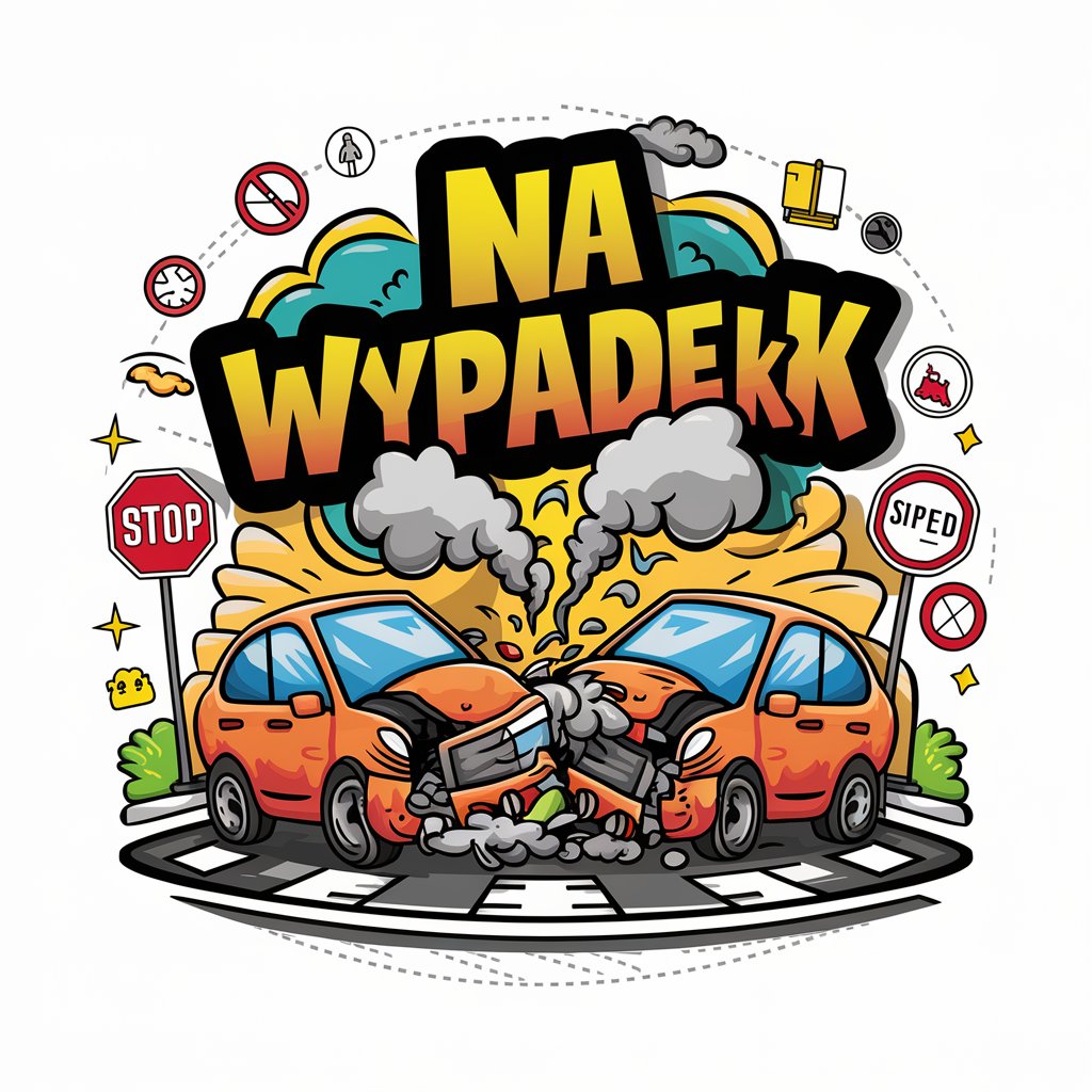 Cartoon Graphic for Web App Traffic Accident Awareness with Na Wypadek Text