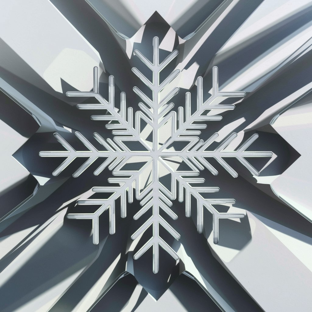 A clean, abstract design of a snowflake, using symmetrical patterns.