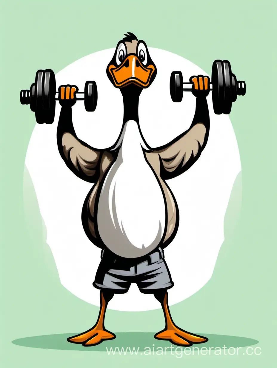 Muscular-Goose-Lifting-Dumbbells-with-Powerful-Arms