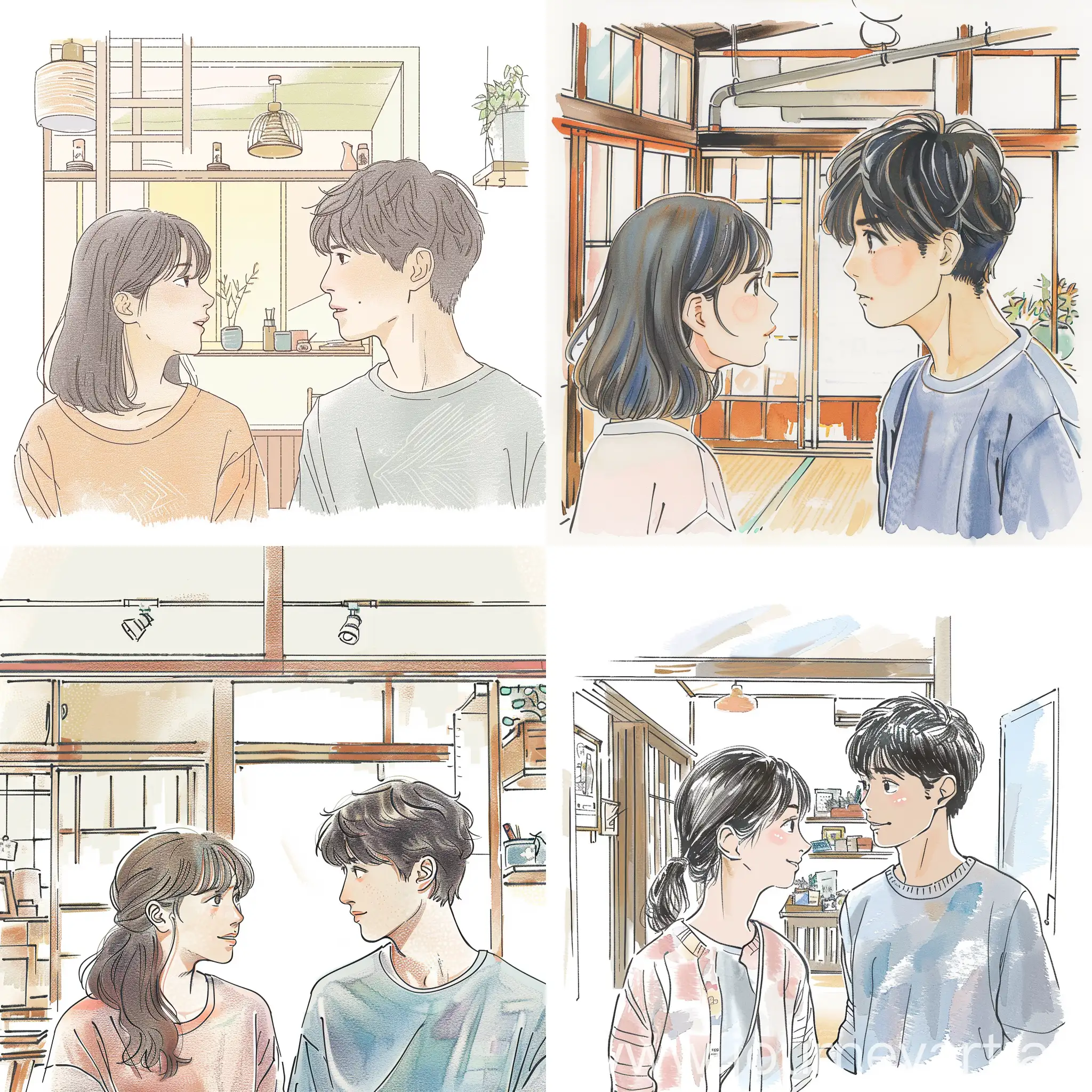 Romantic-Couple-in-Japanese-Home-Illustration-with-Pastel-Colors