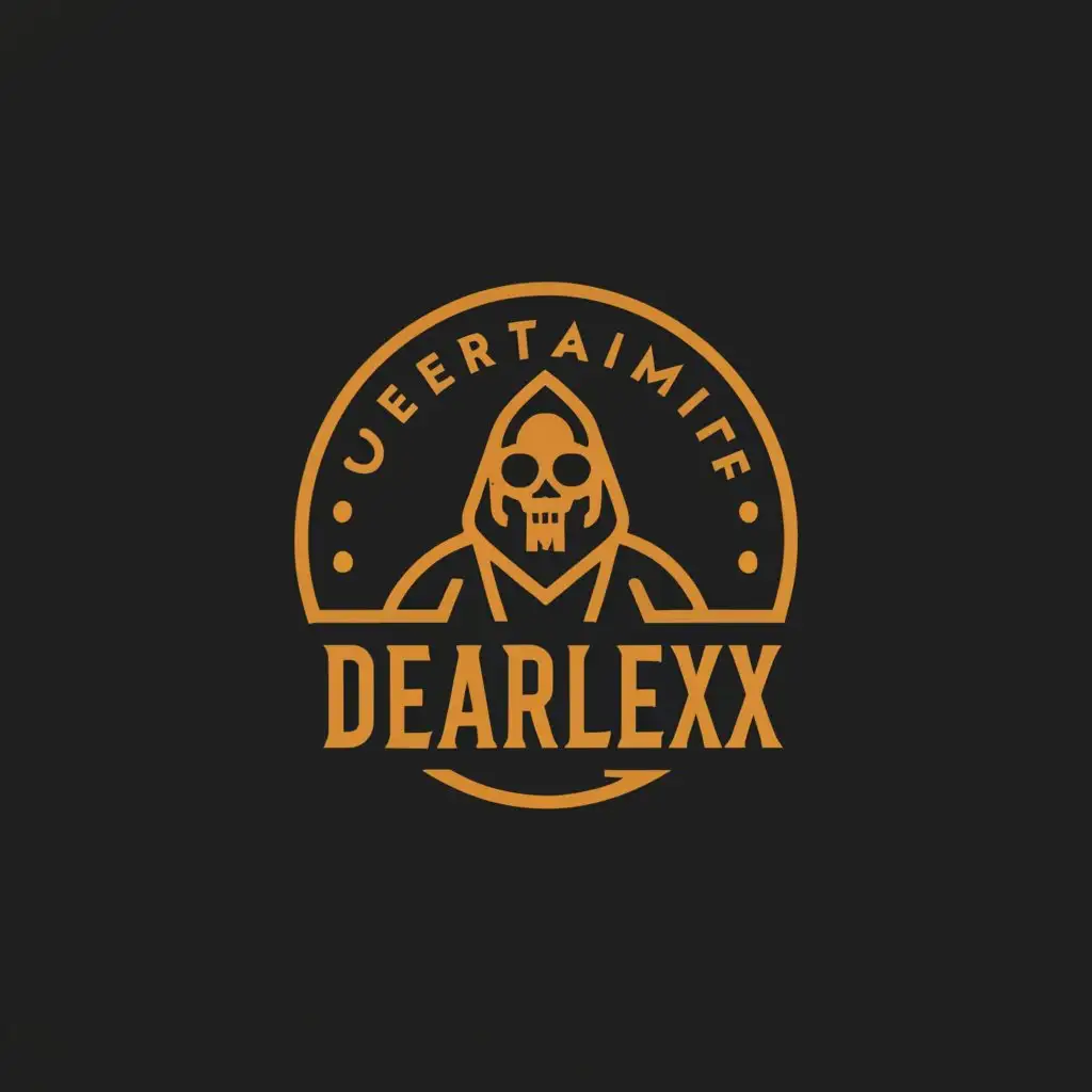 Logo-Design-For-DearLexx-Minimalistic-Grim-Reaper-with-Gas-Mask-and-Pumpkin