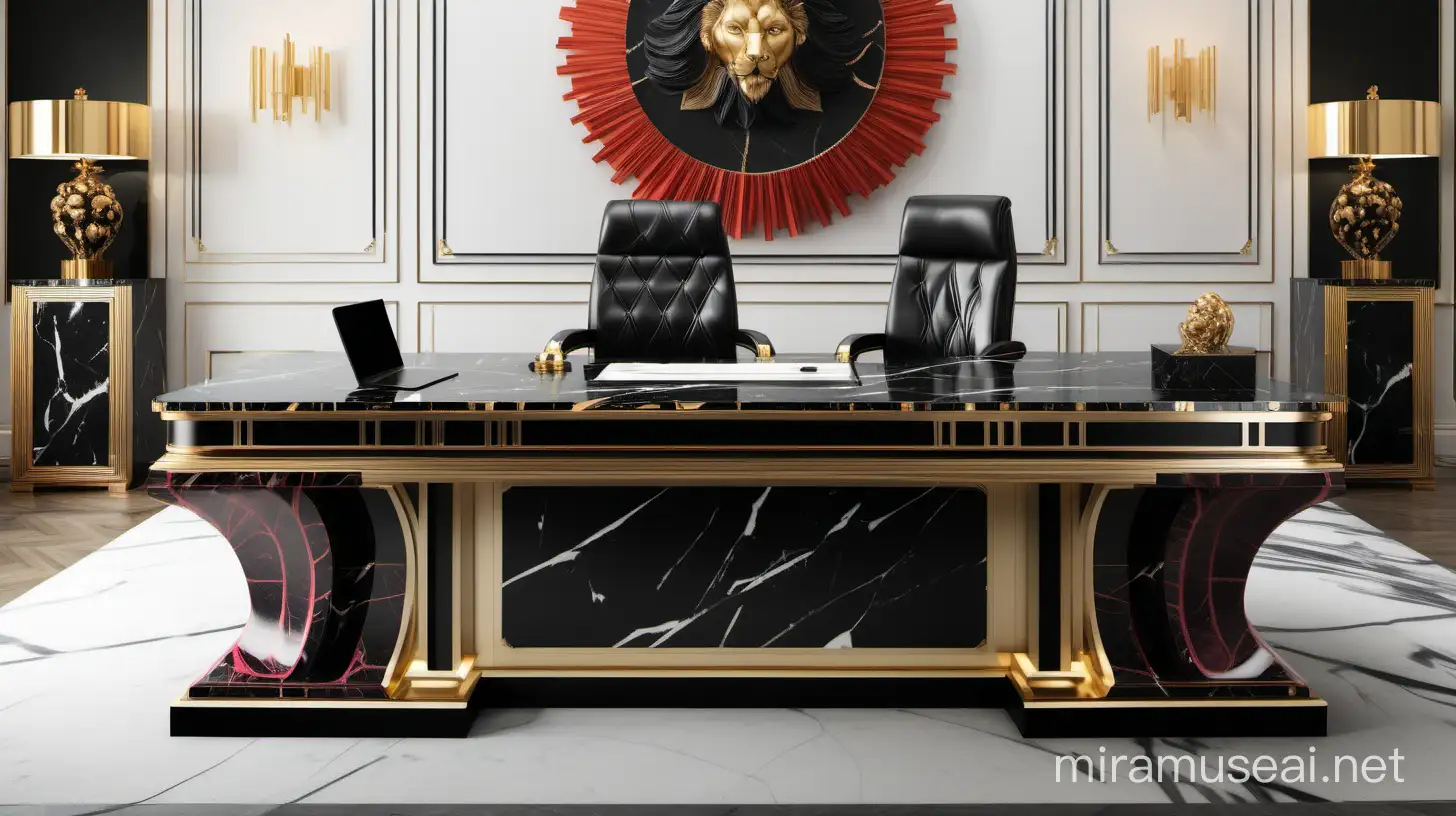 Luxurious Executive Desk in Opulent Maximalist Style