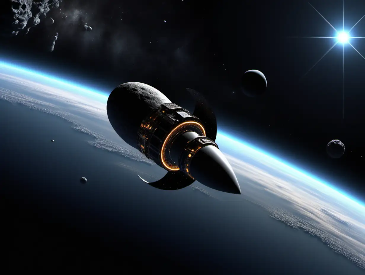 Exploring the Oort Cloud Sleek Black Spacecraft in a Wormhole Journey
