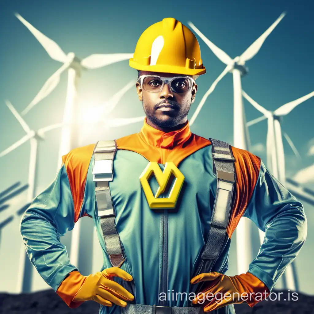 VA Engineering, a hero dressed in a bright costume, symbolizing clean and renewable energy