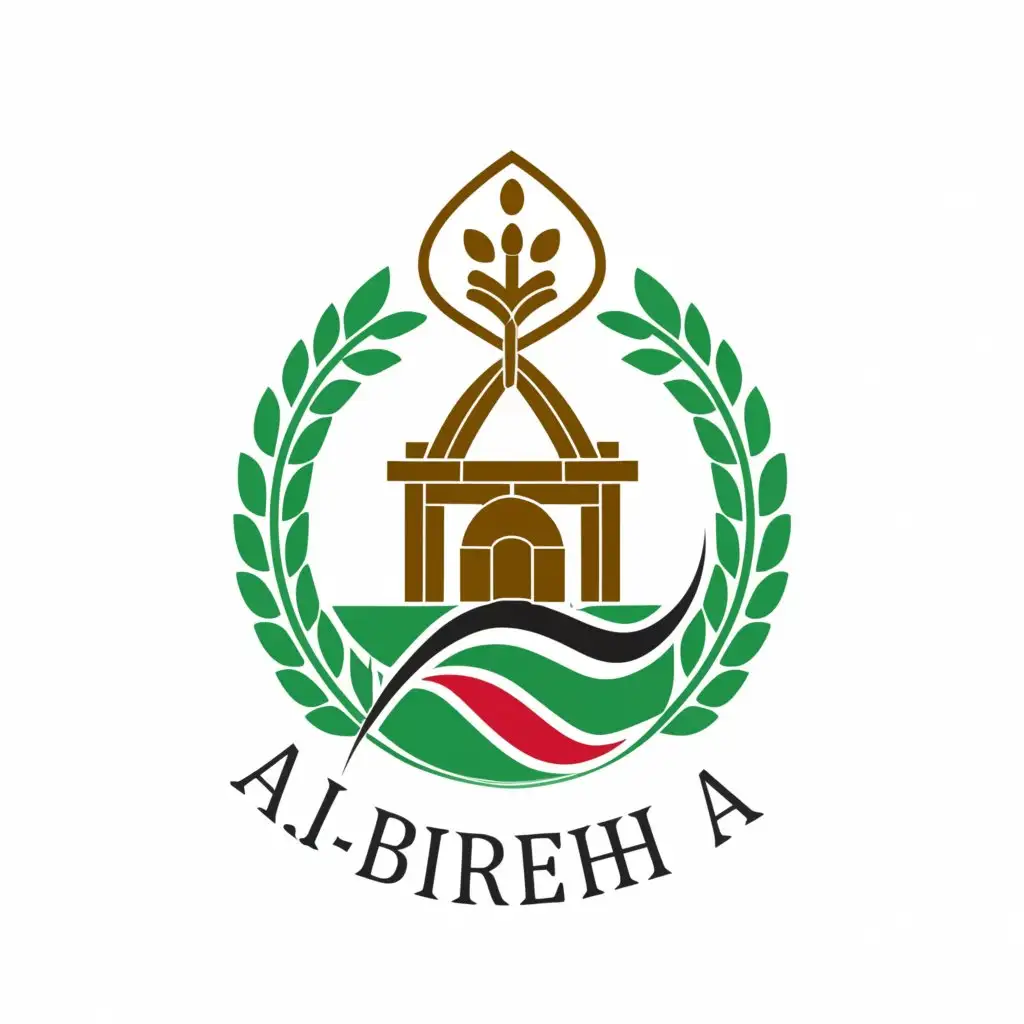 a logo design,with the text "Al-bireh municipality", main symbol:palestine flag, water well, olive branch and palestinian eagle,Moderate,be used in Nonprofit industry,clear background