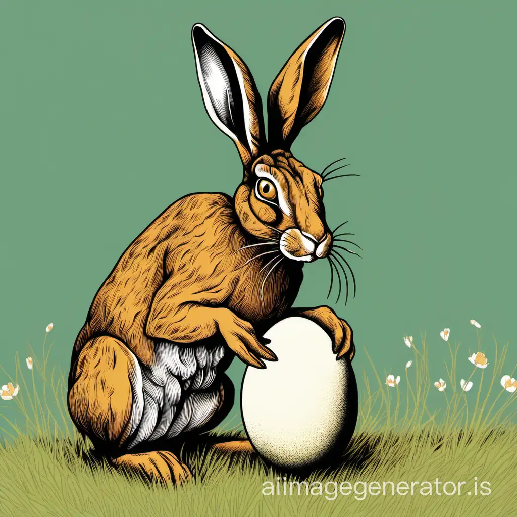 Hare holding an egg