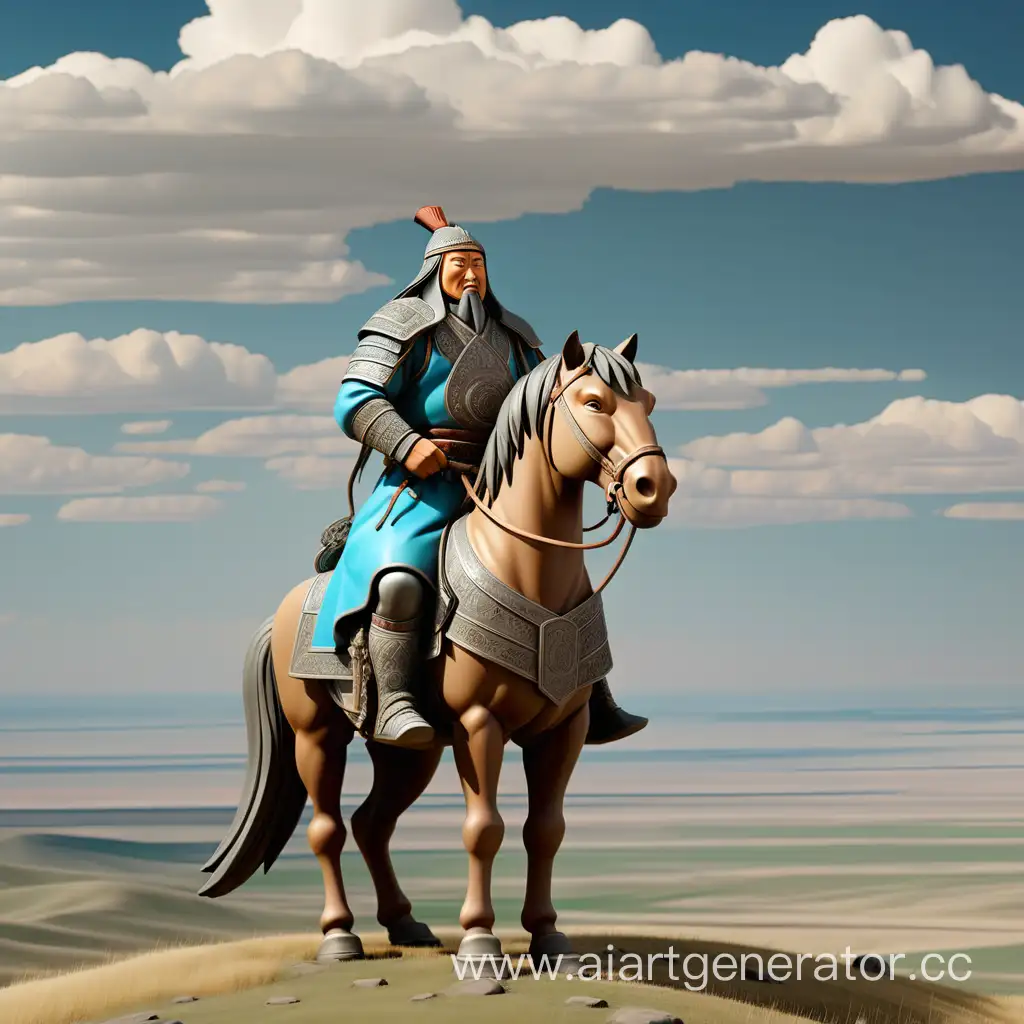 Genghis-Khan-Contemplates-the-Vast-Steppes-of-Kazakhstan