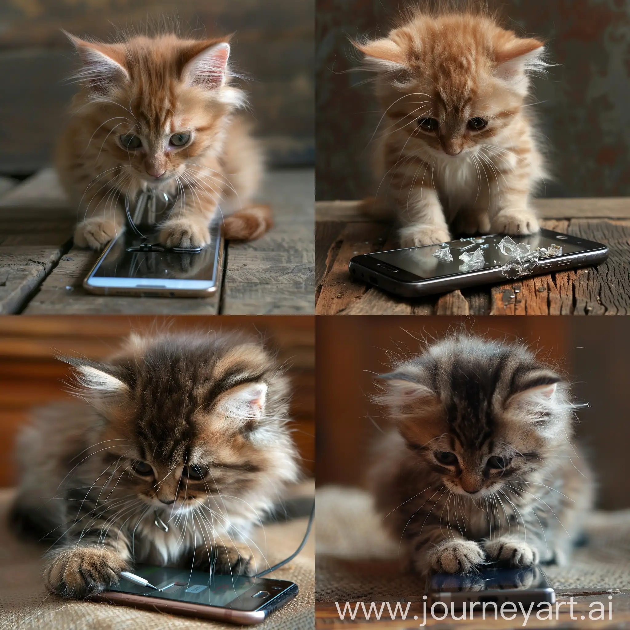 Adorable-Kitten-Fixing-Smartphone