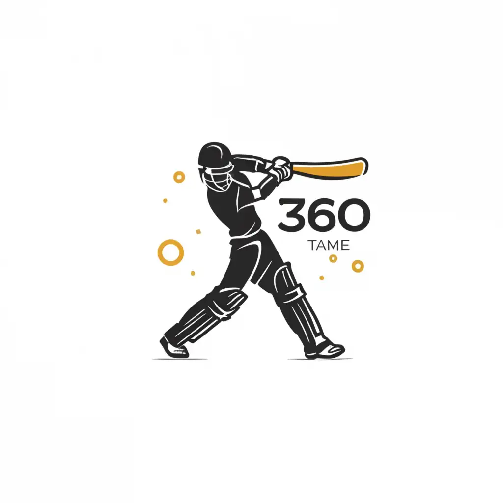 a logo design,with the text "360", main symbol:batsman hitting a six,Minimalistic,clear background