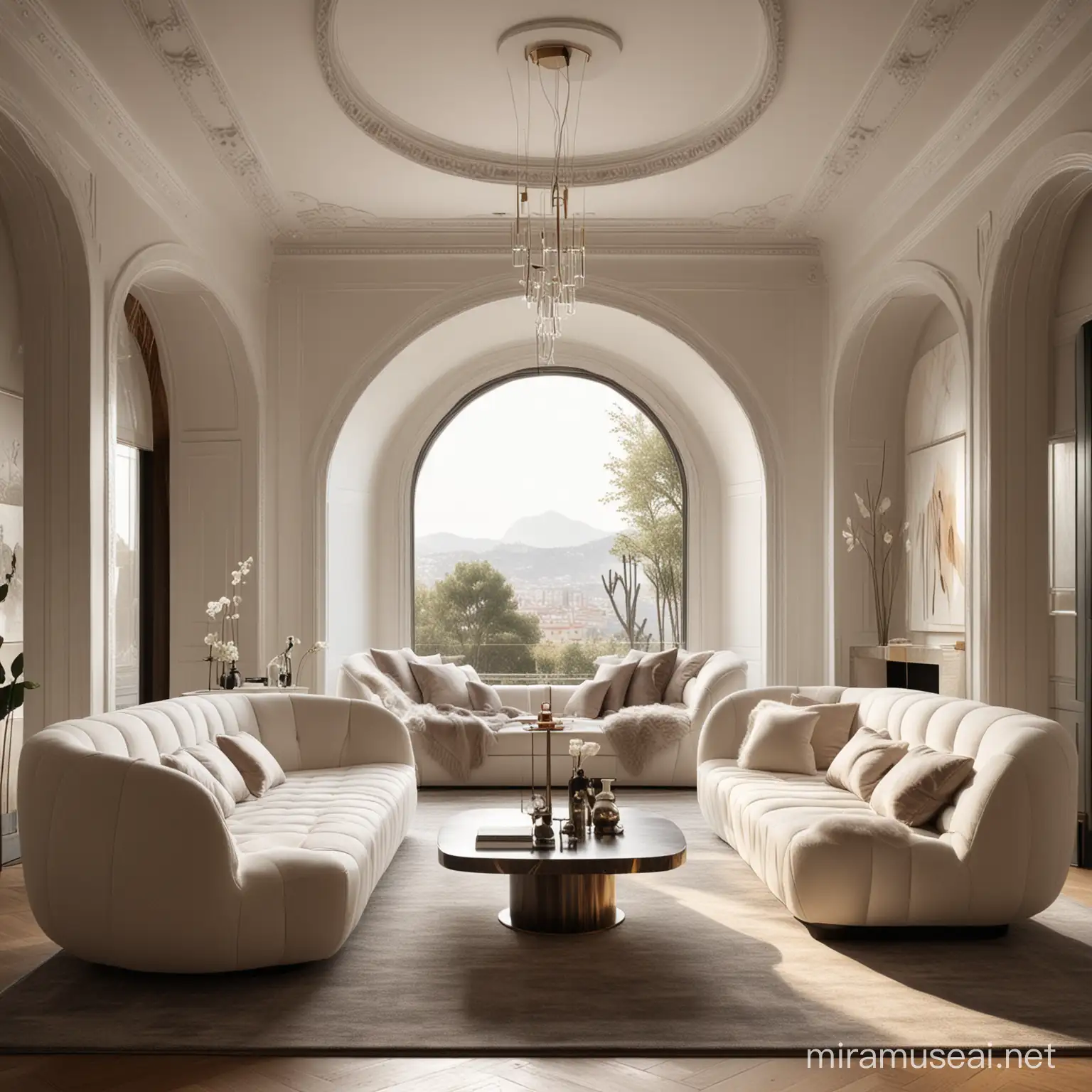 Elegant Sofa Design in a Luxurious Interior with Futuristic Touch