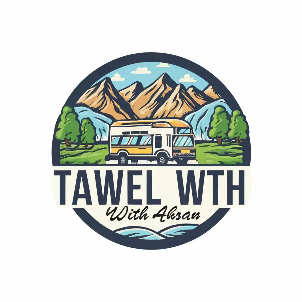 LOGO-Design-for-Travel-With-Ahsan-Bus-Water-and-Mountain-Adventure-Emblem
