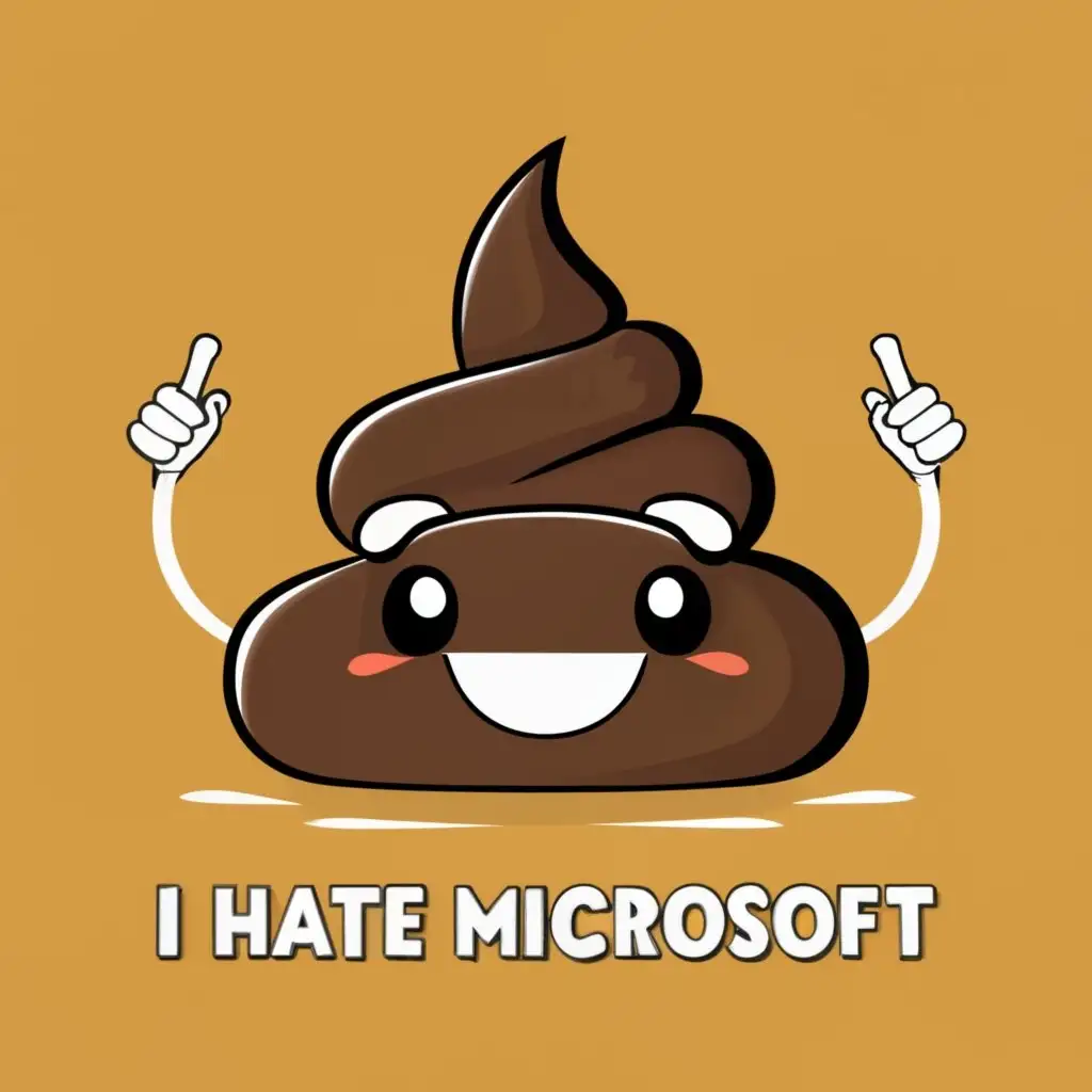 logo, Poop, with the text "I hate Microsoft", typography, be used in Internet industry