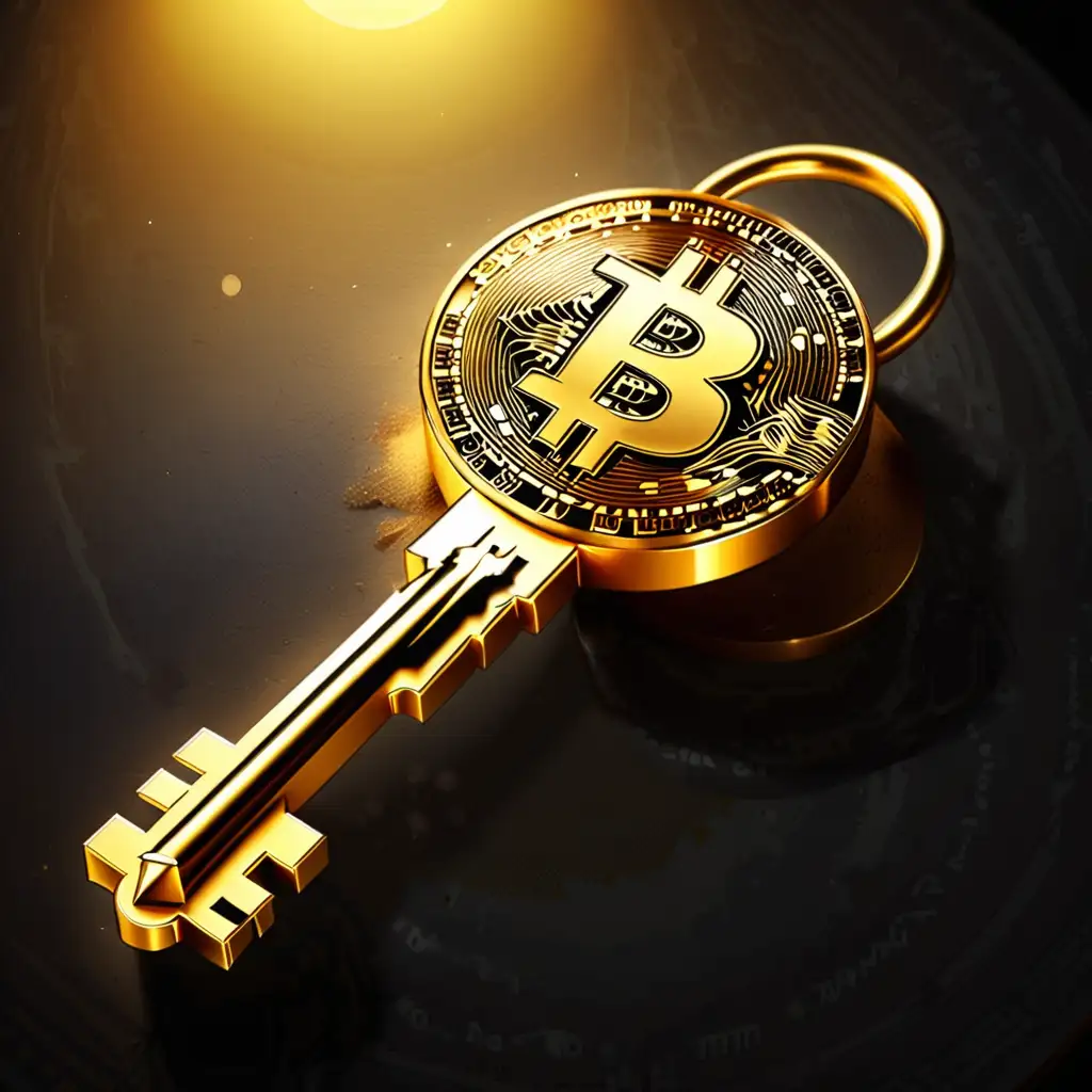 Bitcoin Gold Key Conceptual Illustration