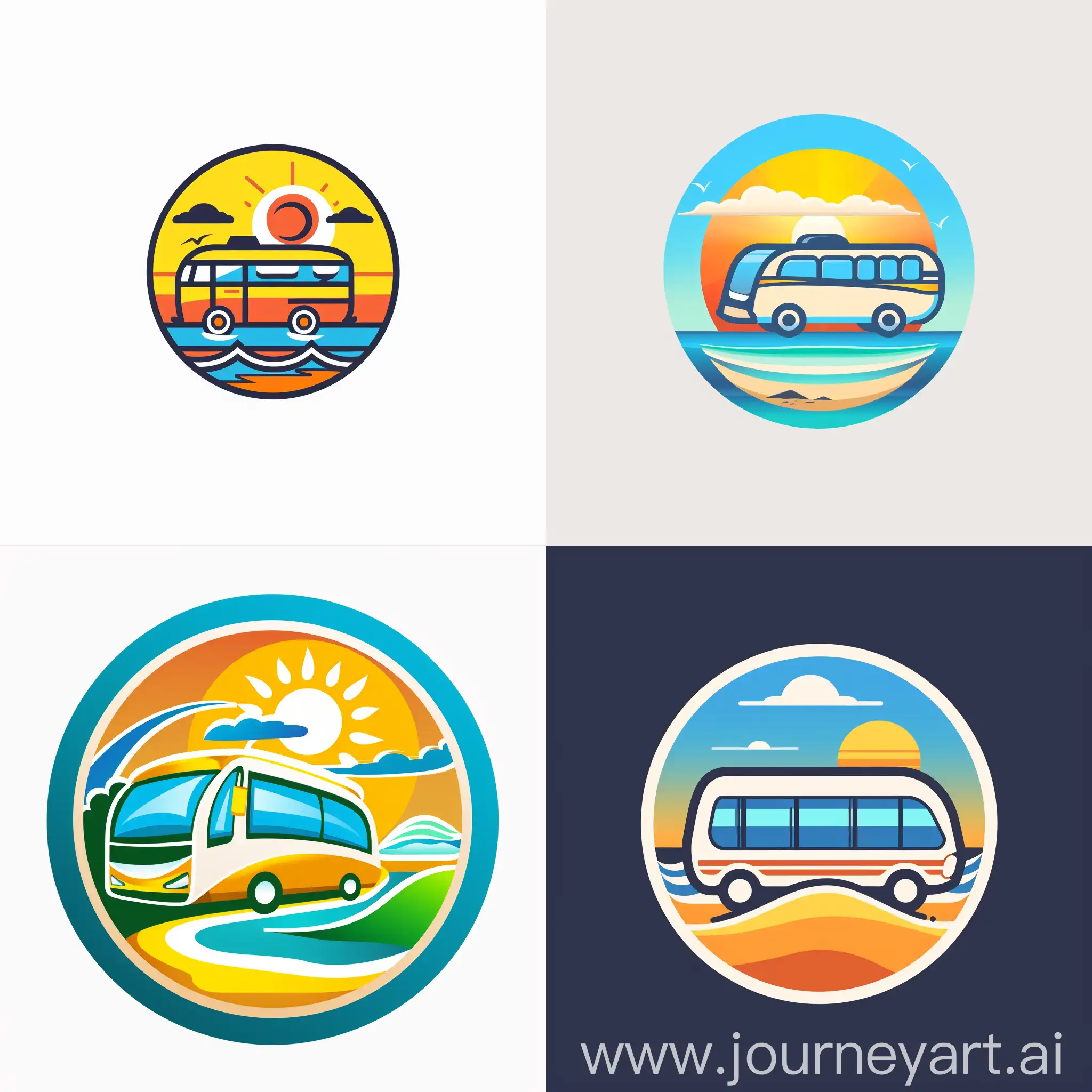logo round for company transport ,sun,sky,beach