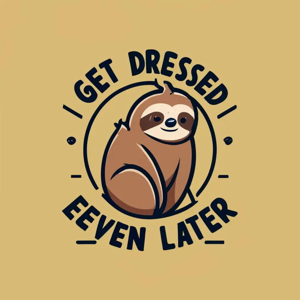 logo, sloth, with the text "Get dressed quickly and be even later!", typography, be used in Entertainment industry