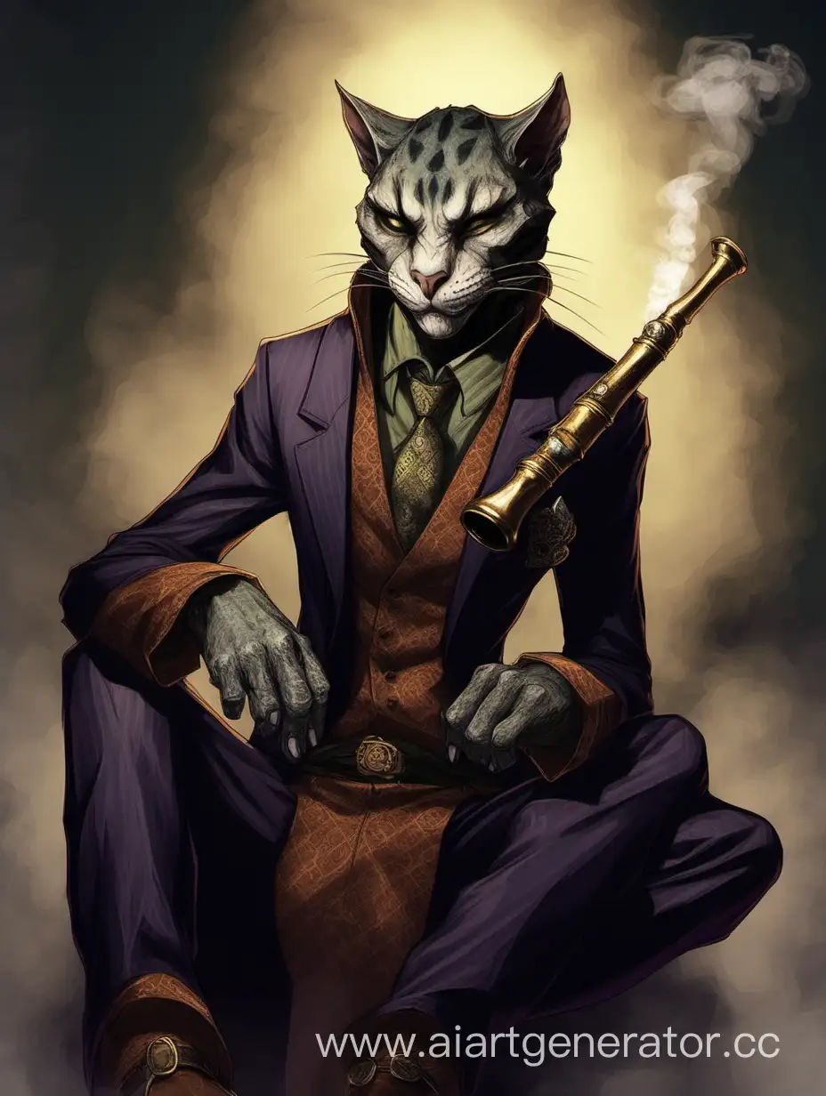 Elegant-Khajiit-Smoking-a-Traditional-Pipe