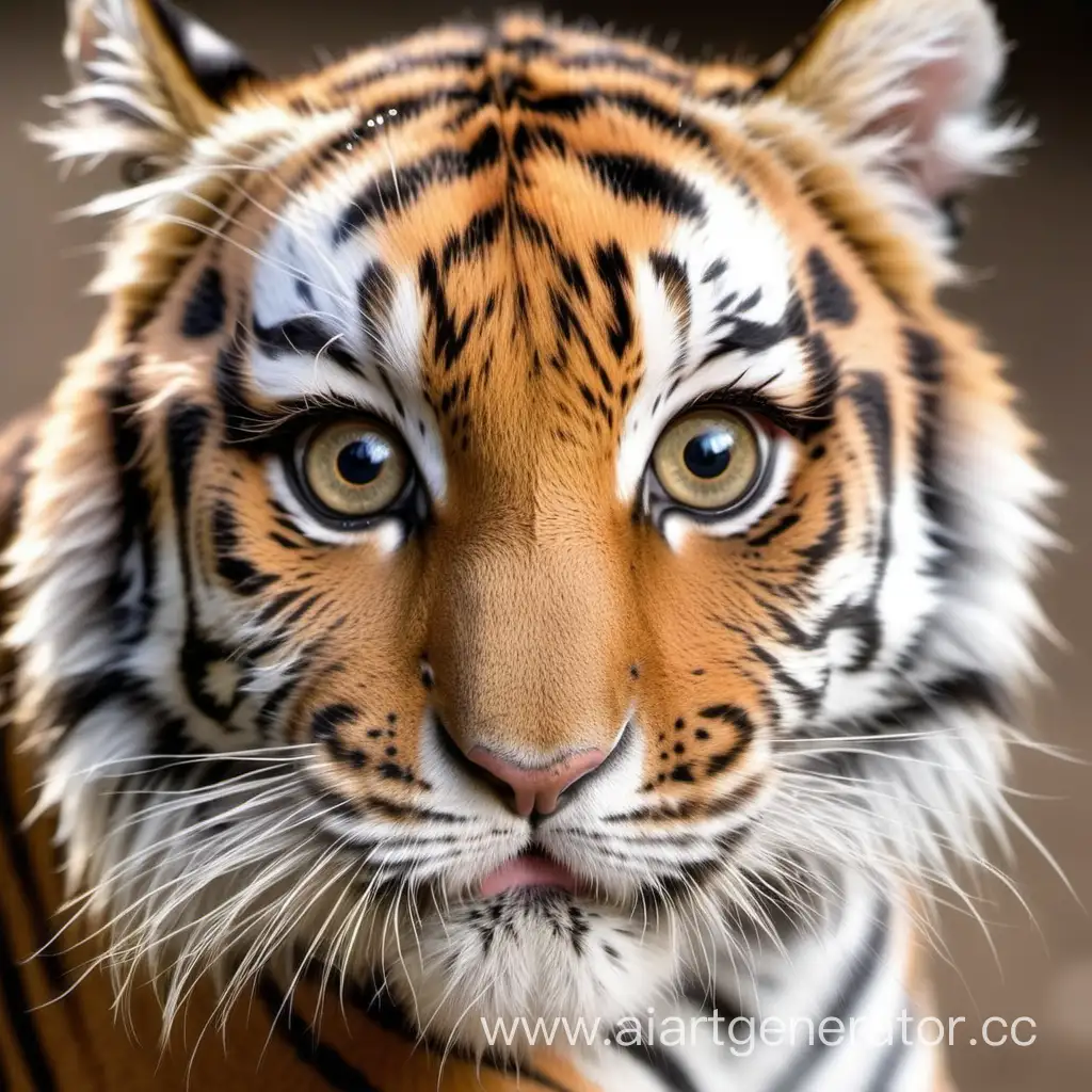 cute  tiger with long eyelash who has big face