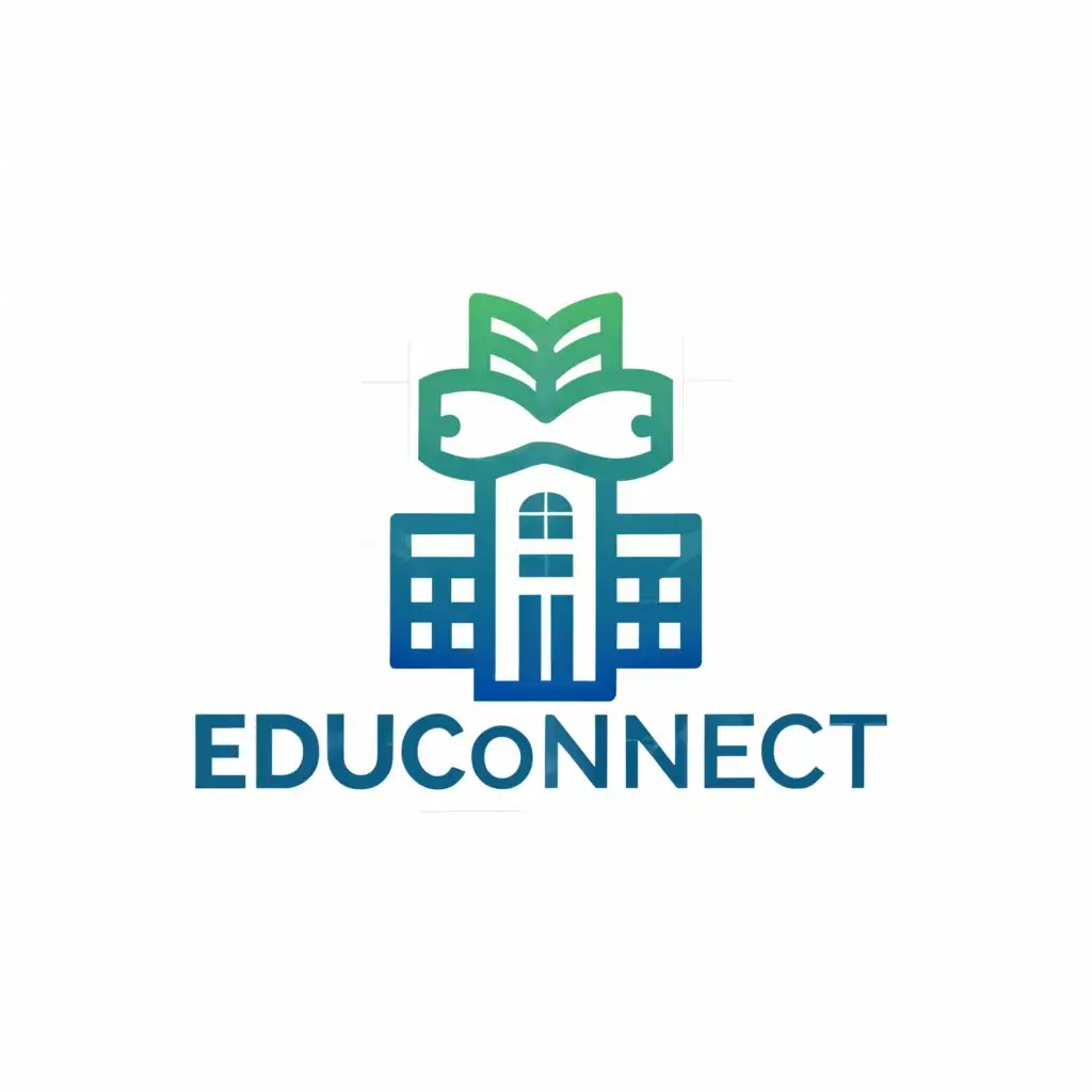 a logo design, with the text 'EduConnect' written evenly, main symbol: School with a book on top, Moderate, be used in Education industry, clear background