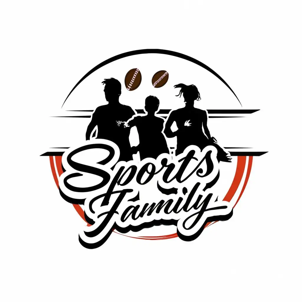 logo, sports family in black and white, with the text "sports family", typography, be used in Entertainment industry