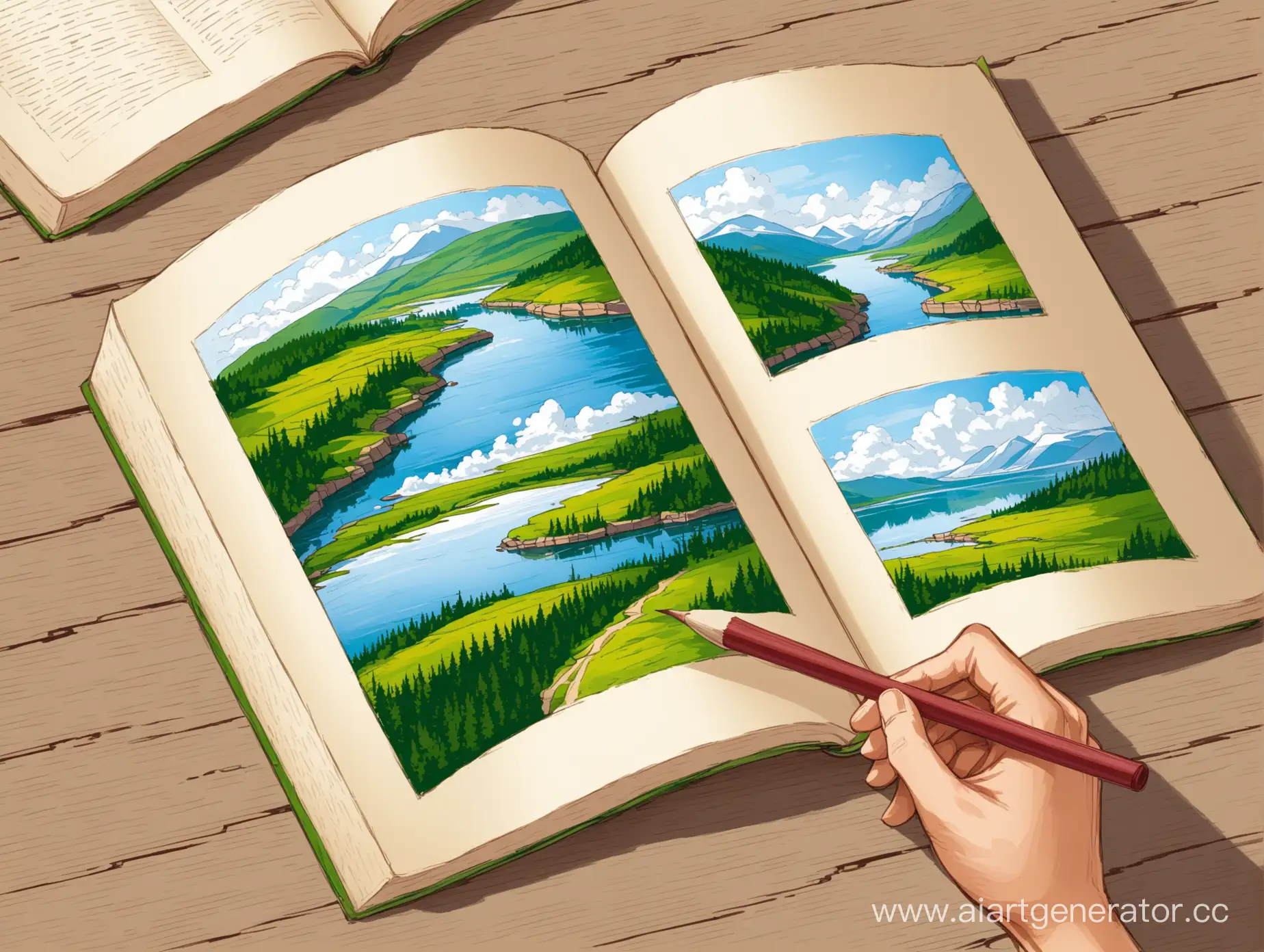 Open-Primer-with-Russian-Landscapes-Educational-Illustration-for-Geography-Learning