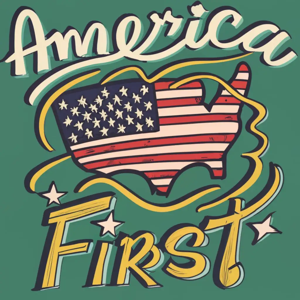 LOGO-Design-For-Patriotism-Classic-American-Flag-with-Striking-America-First-Typography