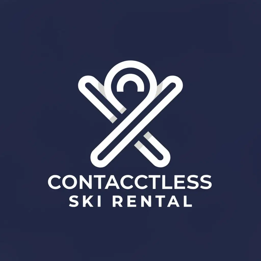 a logo design,with the text 'Contactless Ski Rental', main symbol:ski combined with a contactless logo,Minimalistic,be used in Sports Fitness industry,clear background