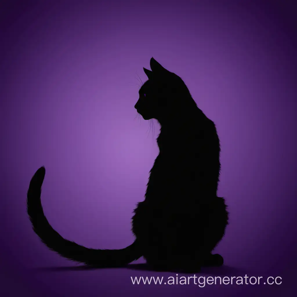 Graceful-Cat-Silhouette-against-Vibrant-Purple-Background