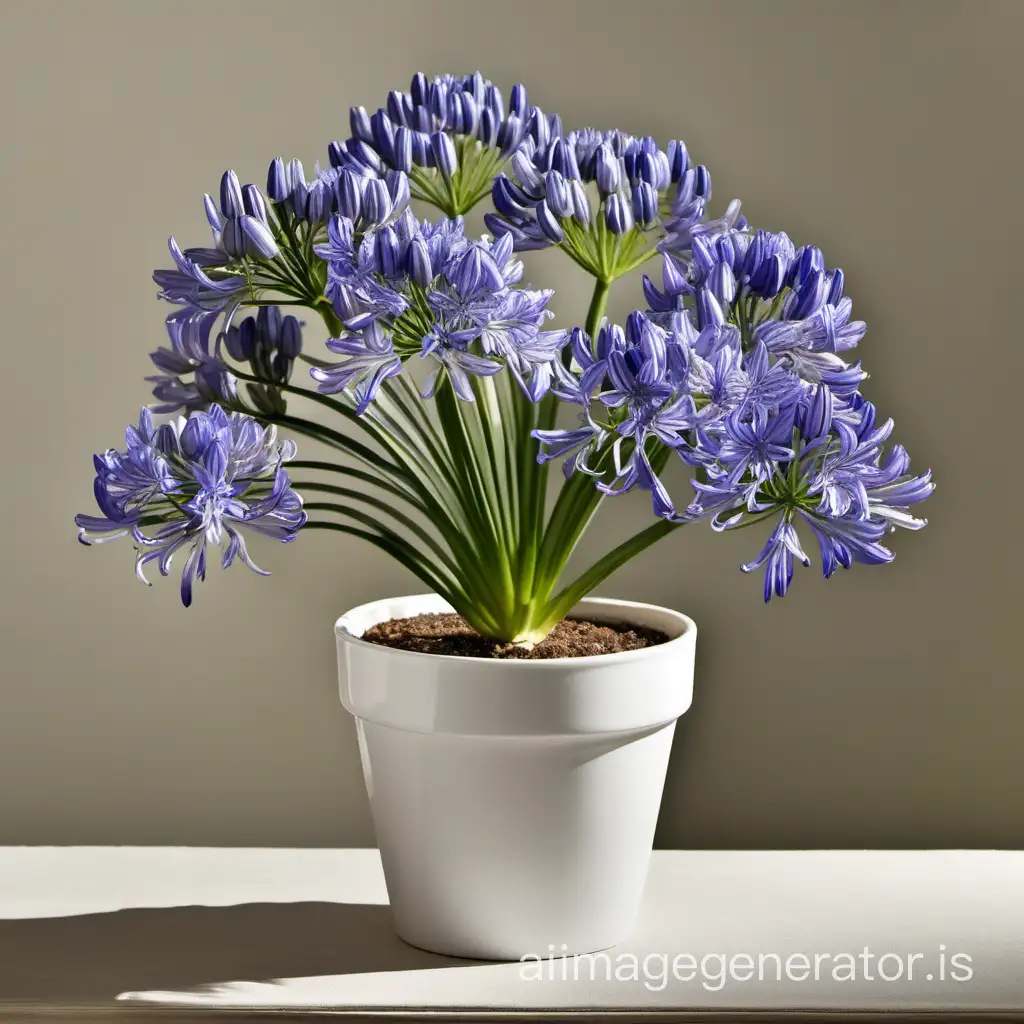 Vibrant-Agapanthus-Potted-Plant-in-Lush-Garden-Setting