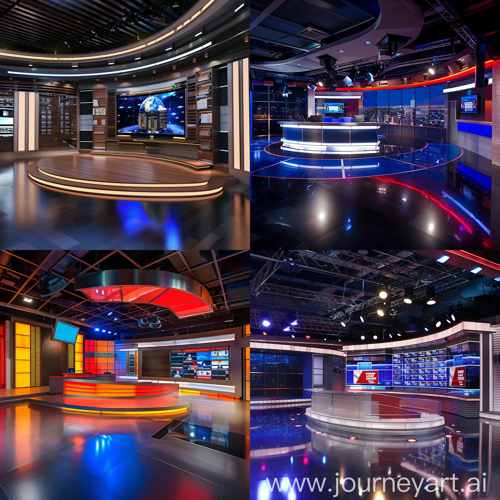 modern tv news studio