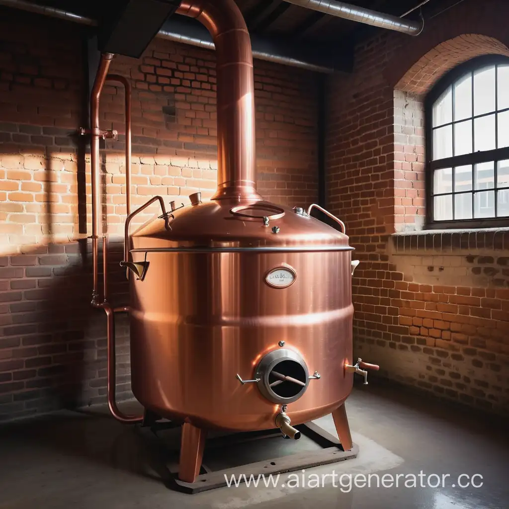 Vintage-Copper-Brewing-Kettle-in-Historic-Brewery-Setting