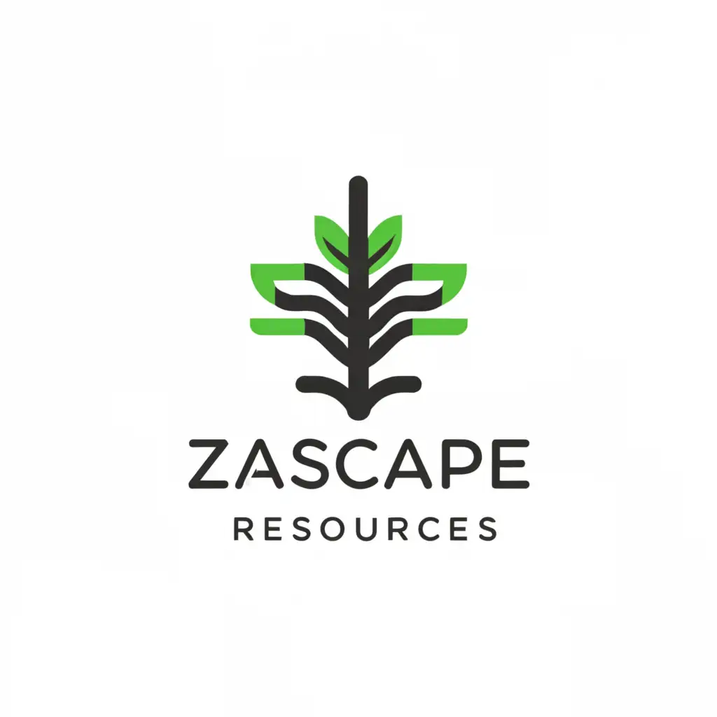 a logo design,with the text "zascape resources", main symbol:tree,Minimalistic,be used in Construction industry,clear background