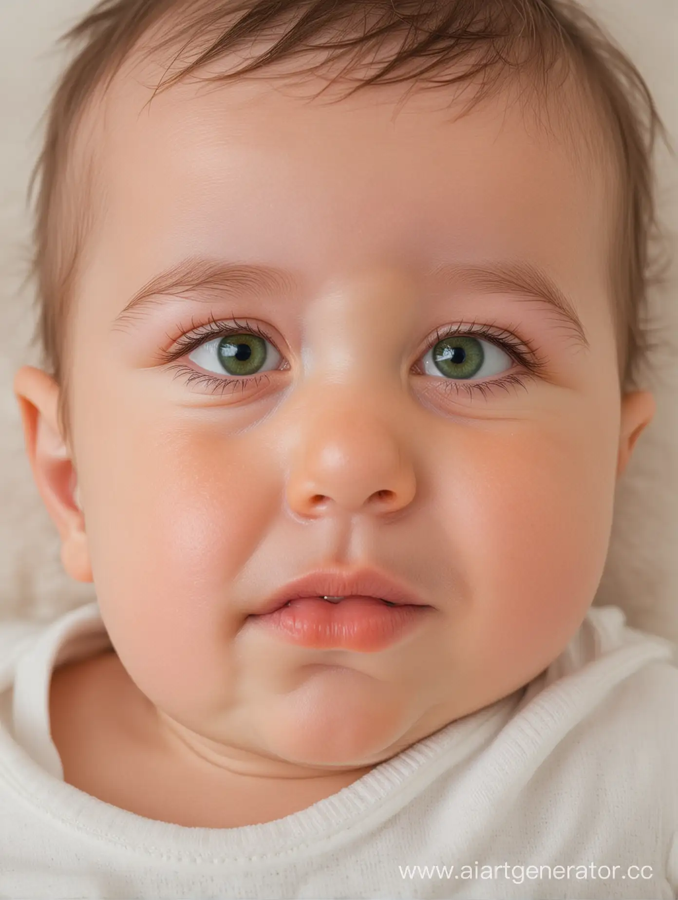 Младенец с оранжевым и зеленым глазом